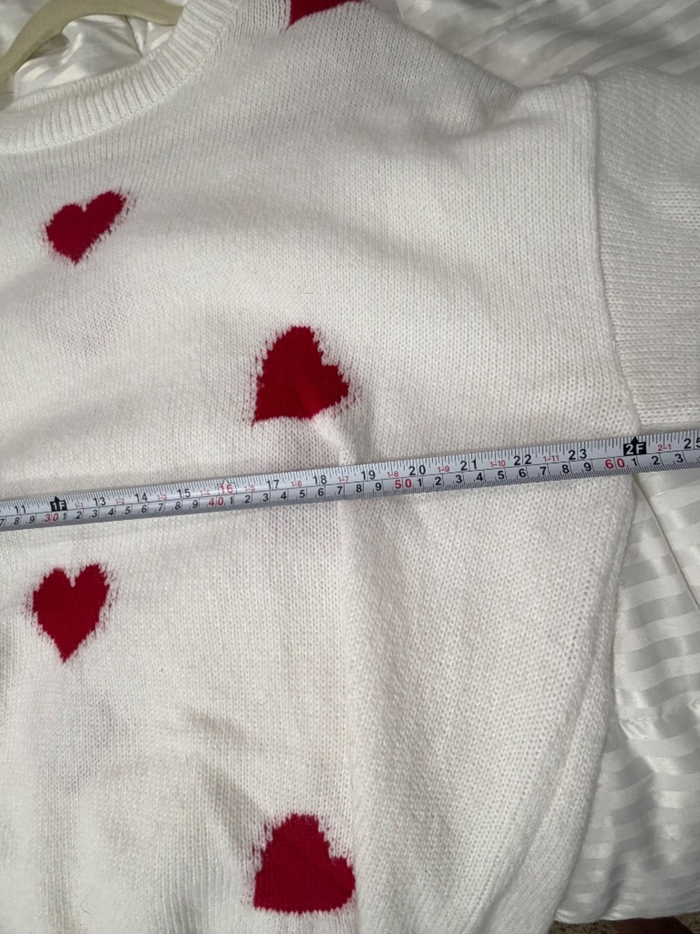 White Knit Heart Pattern Sweater - Picture 3 of 3
